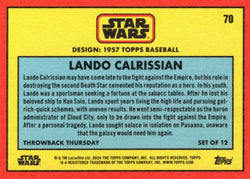 Star Wars Throwback Thursday 2024 Card #70 Lando Calrissian 1957 Topps Baseball