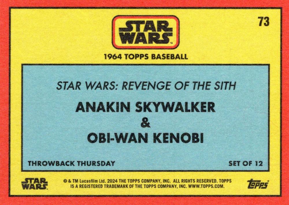 Star Wars Throwback Thursday 2024 Card #73 Anakin Skywalker Obi-Wan Kenobi