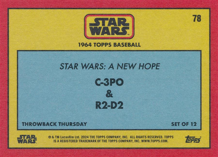 Star Wars Throwback Thursday 2024 Card #78 C-3PO R2-D2