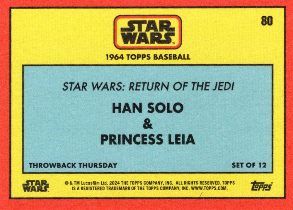 Star Wars Throwback Thursday 2024 Card #80 Han Solo Princess Leia