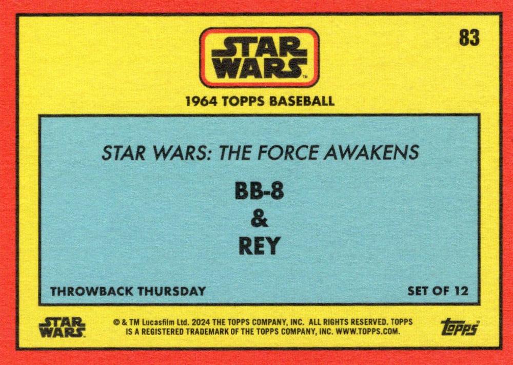 Star Wars Throwback Thursday 2024 Card #83 BB-8 Rey