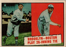 Topps Baseball 1961 Base Card 403 Baseball Thrills: Brooklyn-Boston Play...