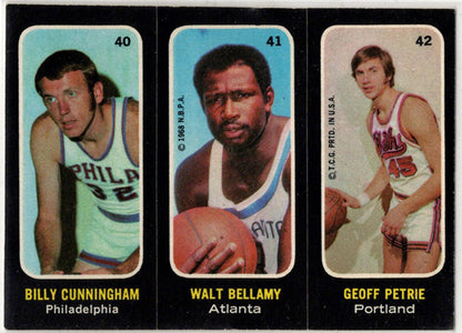 1971-72 Topps Trios Stickers Card 40 Cunningham 41 Bellamy 42 Petrie