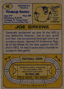 Topps Football 1974 Base Card 40 "Mean" Joe Greene