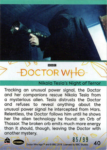 2022 Doctor Who Series 11 & 12 Teal Parallel Card 40 "Nikola Tesla's Night…" /99