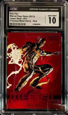 Marvel Fleer Retro 2013 Precious Metal Gems Red 12 Iron Fist 075/100 CGC 10 Gem Mint