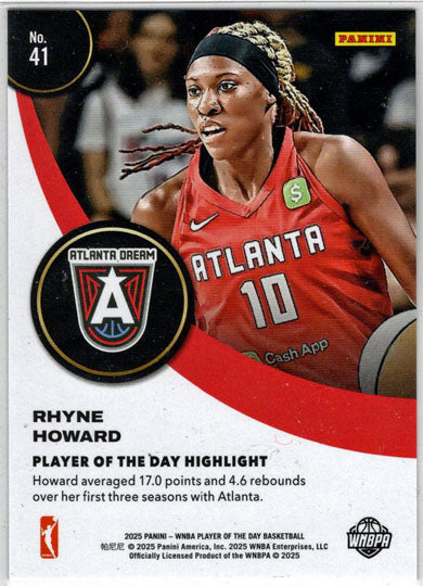 2025 Panini WNBA Player of the Day Orange Parallel Card 41 Rhyne Howard 160/199