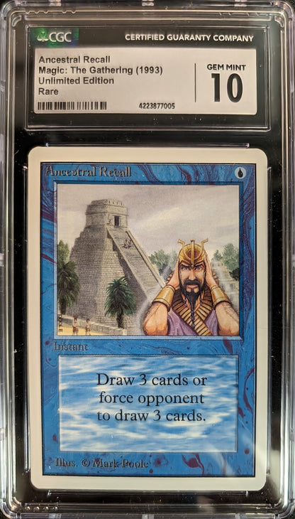 Magic: The Gathering MTG Ancestral Recall [Unlimited Edition] Graded CGC 10 Gem Mint