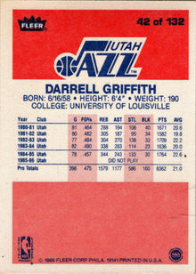 1986-87 Fleer Basketball #42 Darrell Griffith Base Rookie Card