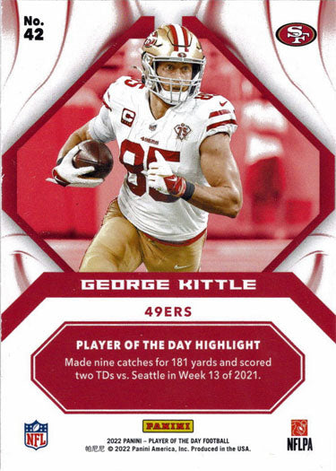 Panini Player Of The Day Football 2022 Foil Parallel Card 42 George Kittle