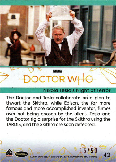 2022 Doctor Who Series 11 & 12 Red Parallel Card 42 "Nikola Tesla's..." /50