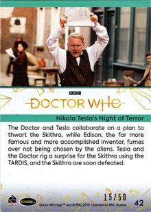 2022 Doctor Who Series 11 & 12 Red Parallel Card 42 "Nikola Tesla's..." /50