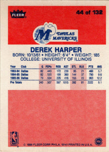 1986-87 Fleer Basketball #44 Derek Harper Base Rookie Card