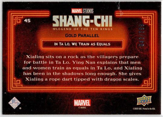 2023 Upper Deck Marvel Shang-Chi Gold Parallel Card 45 "In Ta Lo, We Train” /299