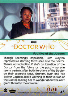2022 Doctor Who Series 11 & 12 Orange Parallel Card 45 "Fugitive Of The..." /50
