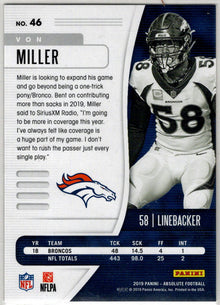 2019 Panini Absolute Football Orange Spectrum Parallel Card 46 Von Miller 56/75