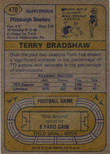 Topps Football 1974 Base Card 470 Terry Bradshaw