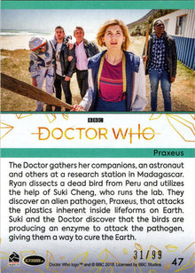 2022 Doctor Who Series 11 & 12 Gold Parallel Card 47 "Praxeus" /99