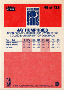 1986-87 Fleer Basketball #49 Jay Humphries Base Rookie Card