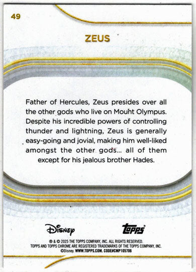 2025 Topps Chrome Disney Base Card 49 Zeus