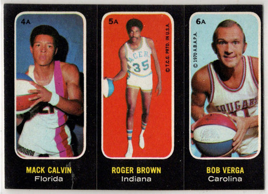 1971-72 Topps Trios Stickers Card 4A Calvin 5A Brown 6A Verga