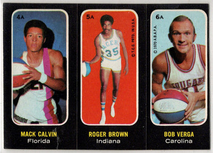 1971-72 Topps Trios Stickers Card 4A Calvin 5A Brown 6A Verga