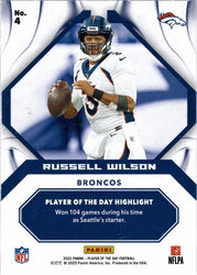 Panini Player Of The Day Football 2022 Foil Parallel Card 4 Russell Wilson