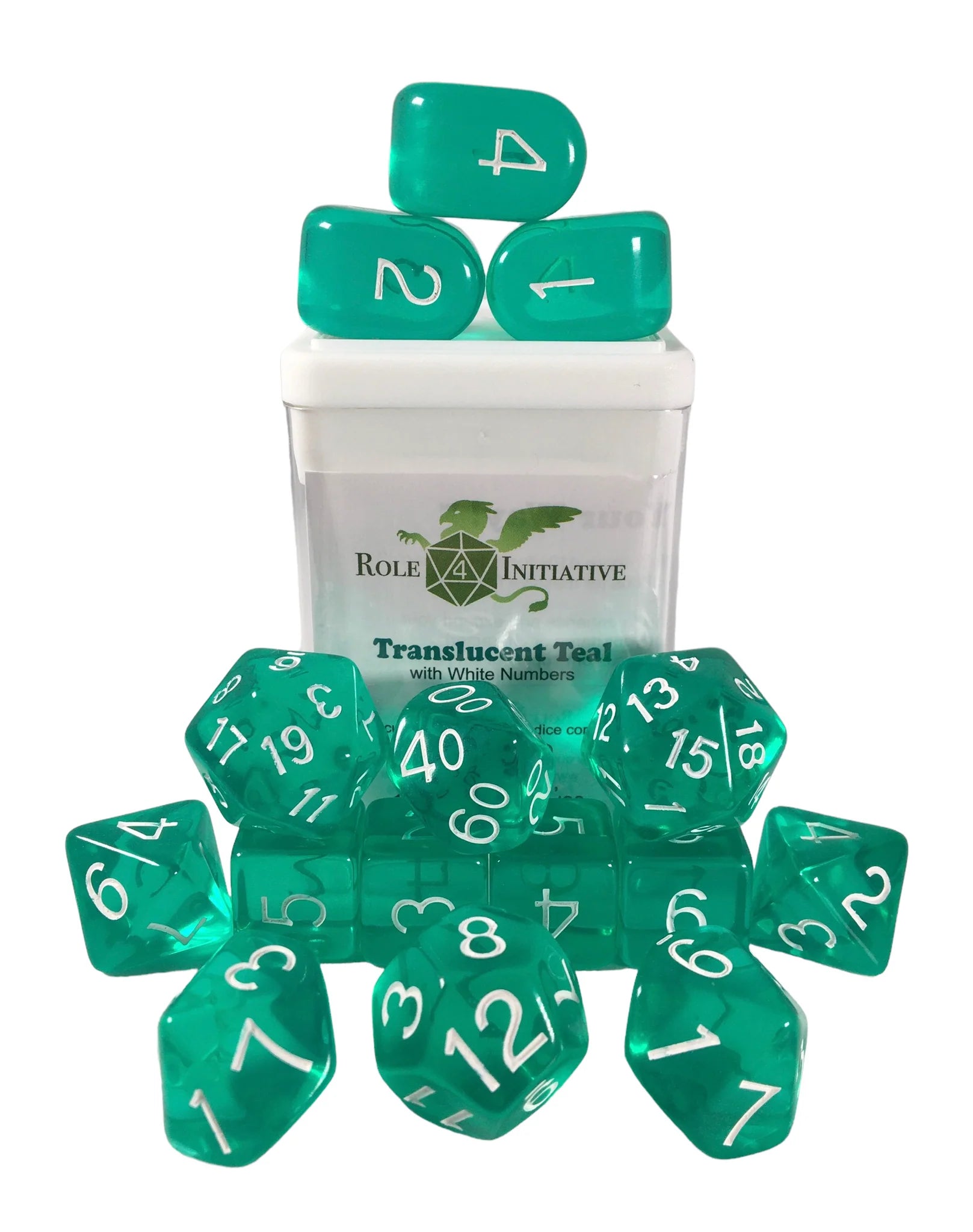 Role 4 Initiative Translucent Teal Set of 15 w/ Arch'd4 & all numbers