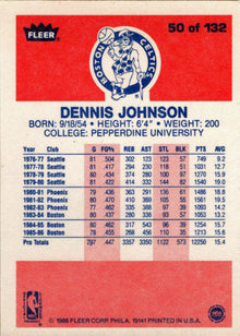1986-87 Fleer Basketball #50 Dennis Johnson Base Rookie Card