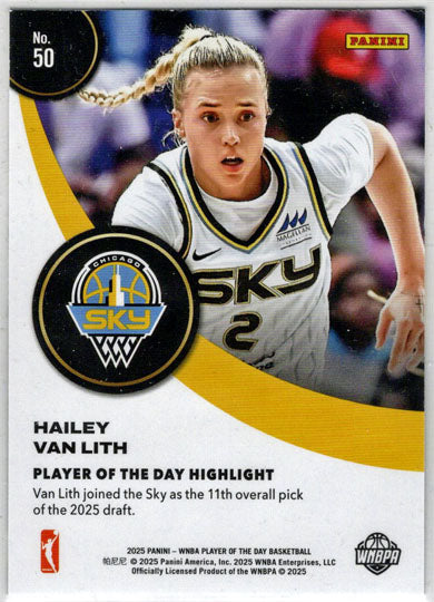 2025 Panini WNBA Player of the Day Orange Parallel Card 50 Hailey Van Lith /199