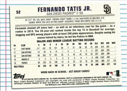 Topps Of The Class Baseball 2020 Base Card 52 Fernando Tatis Jr.
