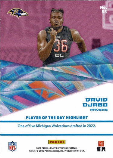 Panini Player Of The Day Football 2022 Foil Parallel Card 55 David Ojabo