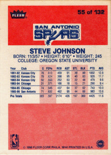 1986-87 Fleer Basketball #55 Steve Johnson Base Rookie Card