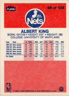 1986-87 Fleer Basketball #59 Albert King Base Rookie Card