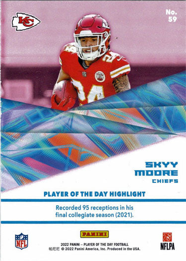 Panini Player Of The Day Football 2022 Red Foil Parallel Card 59 Skyy Moore 46/99