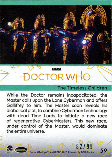 2022 Doctor Who Series 11 & 12 Teal Parallel Card 59 "The Timeless Children" /99
