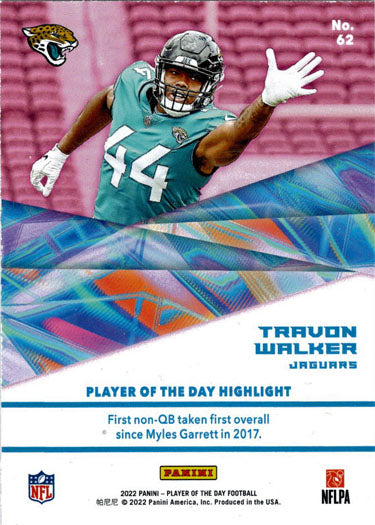 Panini Player Of The Day Football 2022 Foil Parallel Card 62 Travon Walker