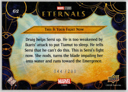 2023 Upper Deck Marvel Eternals Blue Parallel Card 62 "This Is Your Fight" /299