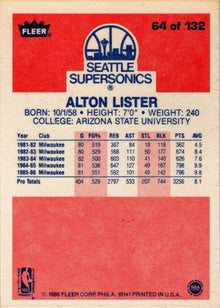 1986-87 Fleer Basketball #64 Alton Lister Base Rookie Card
