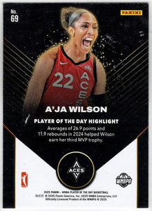2025 Panini WNBA Player of the Day Base Card 69 A’ja Wilson