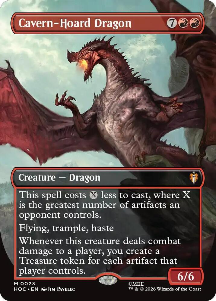 Magic MTG Cavern-Hoard Dragon (Borderless) [The Hobbit: Eternal] Near Mint Foil Single