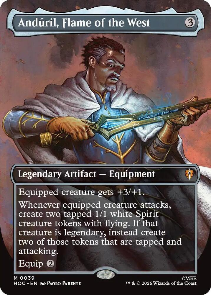 Magic MTG Anduril, Flame of the West (Borderless) [The Hobbit: Eternal] Near Mint Foil Single