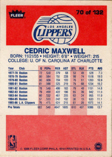 1986-87 Fleer Basketball #70 Cedric Maxwell Base Rookie Card