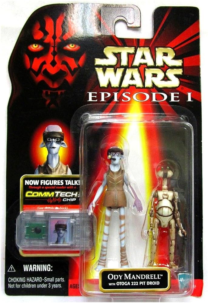 Star Wars Episode 1 Ody Mandrell with Otoga 222 Pit Droid Action Figure with Commtech Chip