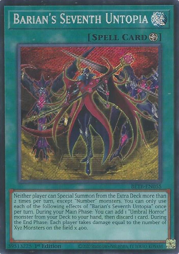 Yu-Gi-Oh! Barian's Seventh Untopia (BETB-EN055) Secret Rare Near Mint Single