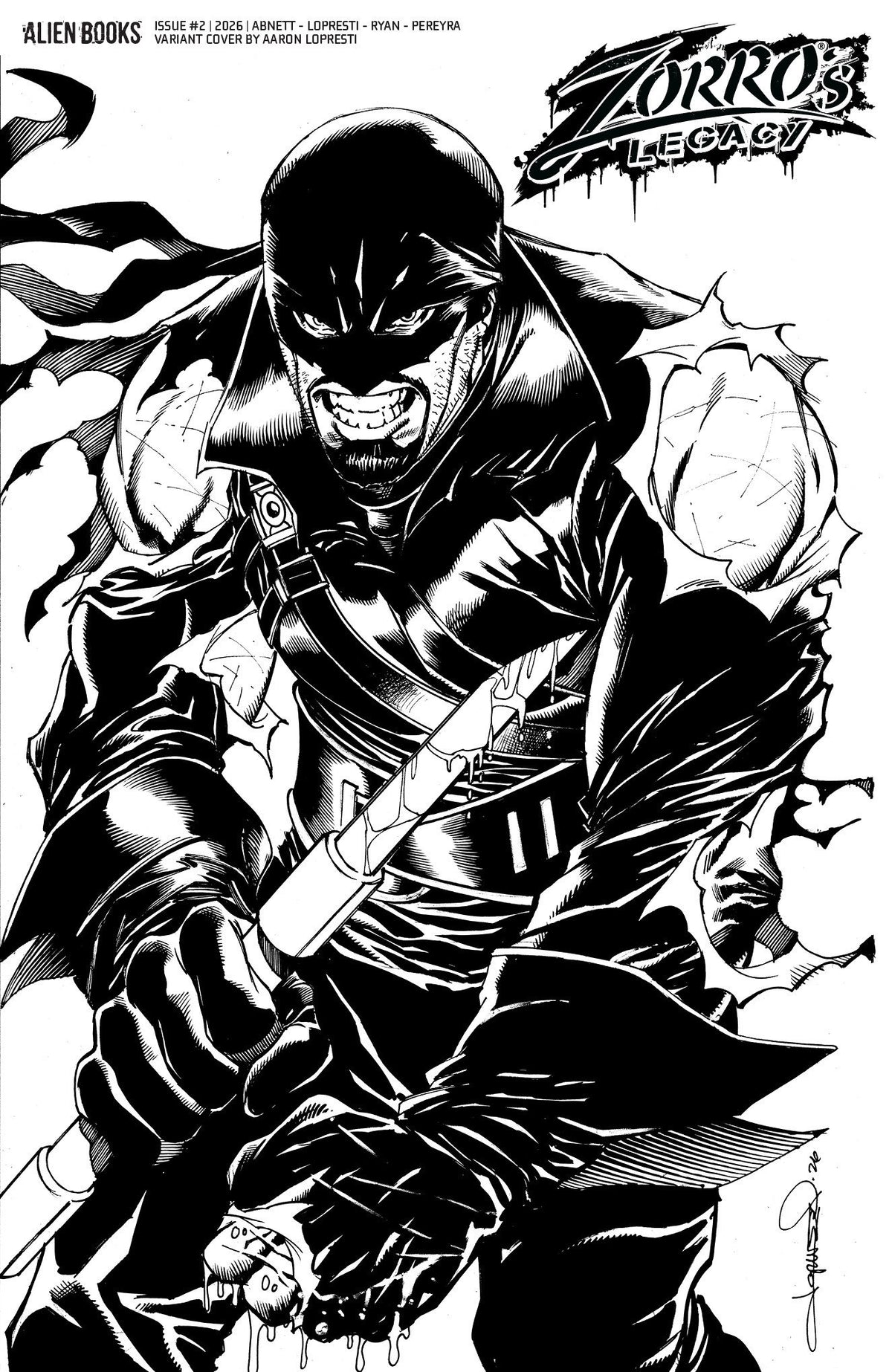 Zorro's Legacy #2 Variant D (Lopresti Black & White)
