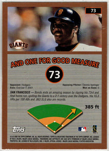 2002 Topps Opening Day Baseball Race To Seventy Insert Card 73 Barry Bonds