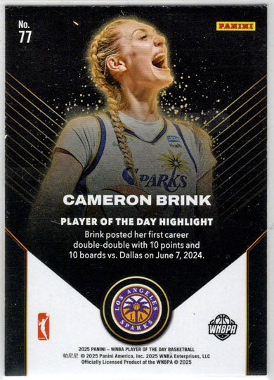 2025 Panini WNBA Player of the Day Base Card 77 Cameron Brink