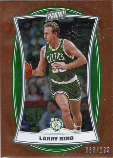 Panini Player of the Day 2022-23 Orange Foil Parallel Card 79 Larry Bird 066/199