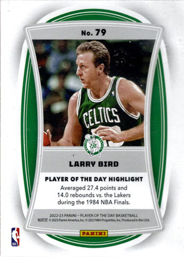 Panini Player of the Day 2022-23 Orange Foil Parallel Card 79 Larry Bird 066/199
